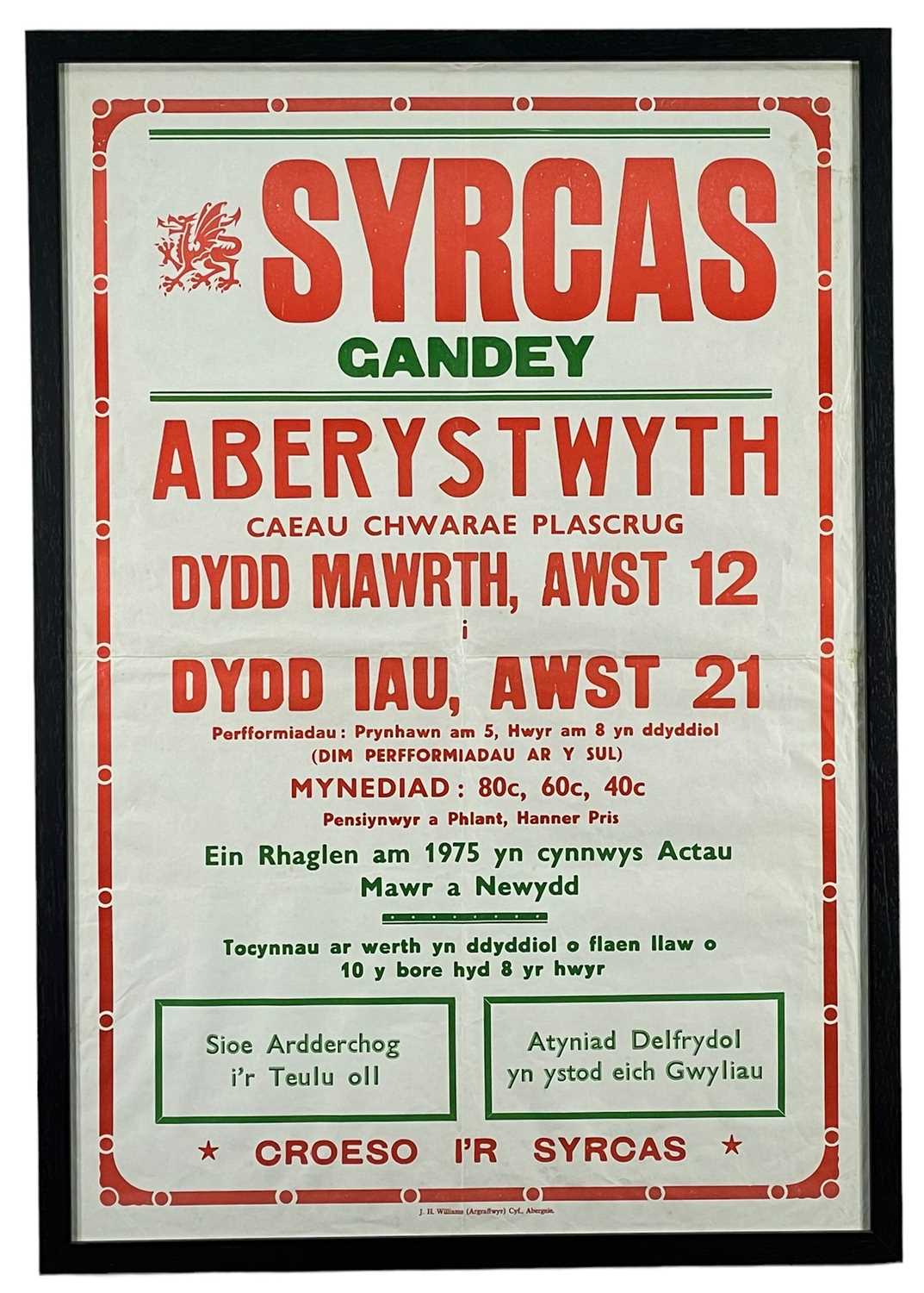 VINTAGE 1975 COLOURED CIRCUS ADVERTISING POSTER in Welsh for Gandey's Syrcas at the Plascrug Fields, - Image 2 of 2