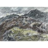 ‡ SIR KYFFIN WILLIAMS RA mixed media, pencil and watercolour - Eryri mountains, entitled verso on