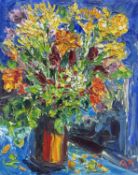 ‡ ALAN KNIGHT oil on board - entitled verso 'Flowers in Vase', signed with initialsDimensions: 76