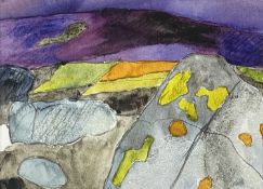 ‡ MARY LLOYD JONES mixed media - landscape with rocks and mountains, unsignedDimensions: 16 x