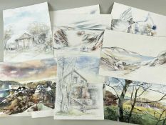 ‡ JOHN EDWARDS group of nineteen watercolours with pencil on paper - landscapes, some signed and