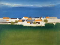 ‡ DAVID HUMPHREYS oil on canvas - entitled verso on Century Galleries Ltd label 'Village, Somerset',