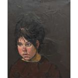 ‡ SIR KYFFIN WILLIAMS RA oil on canvas - head and shoulders portrait of a young female, entitled