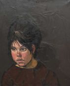 ‡ SIR KYFFIN WILLIAMS RA oil on canvas - head and shoulders portrait of a young female, entitled