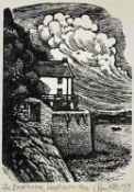 ‡ JOHN PETTS limited edition (38/50) wood engraving - entitled 'The Boathouse, Laugharne', signed