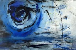 ‡ PRUDENCE WALTERS mixed media - abstract blue swirl, signedDimensions: 26 x 39cmsProvenance: