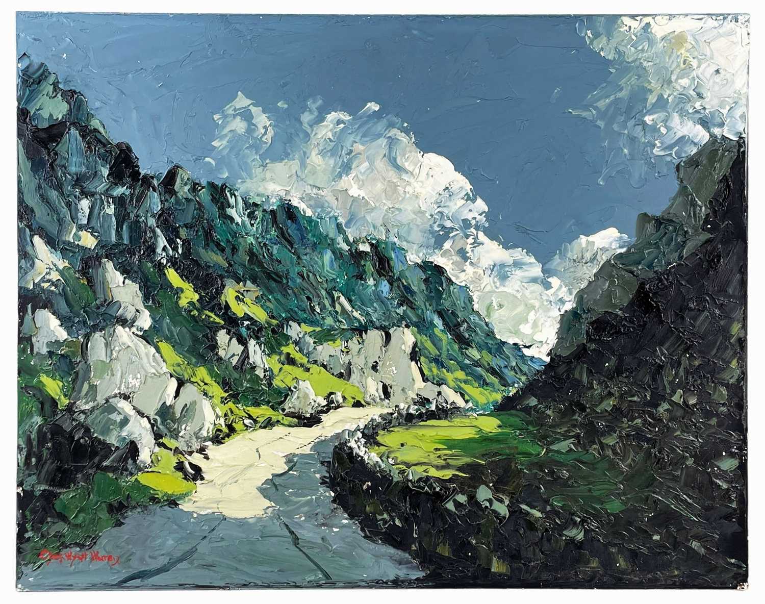 ‡ CHARLES WYATT WARREN oil on board - roadway through Eryri valley, signedDimensions: 38 x - Image 2 of 2