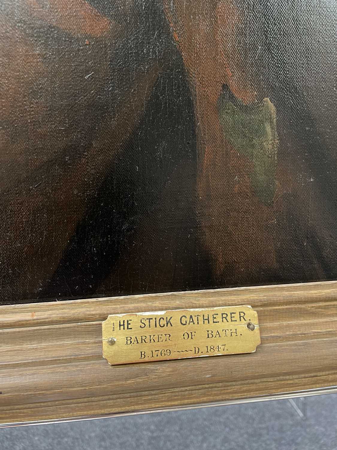 THOMAS BARKER OF BATH oil on canvas - portrait of a bearded peasant, title to plaque 'The Stick - Image 3 of 3