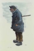 ‡ SIR KYFFIN WILLIAMS RA artist's proof coloured print - farmer with stick under arm, 'John