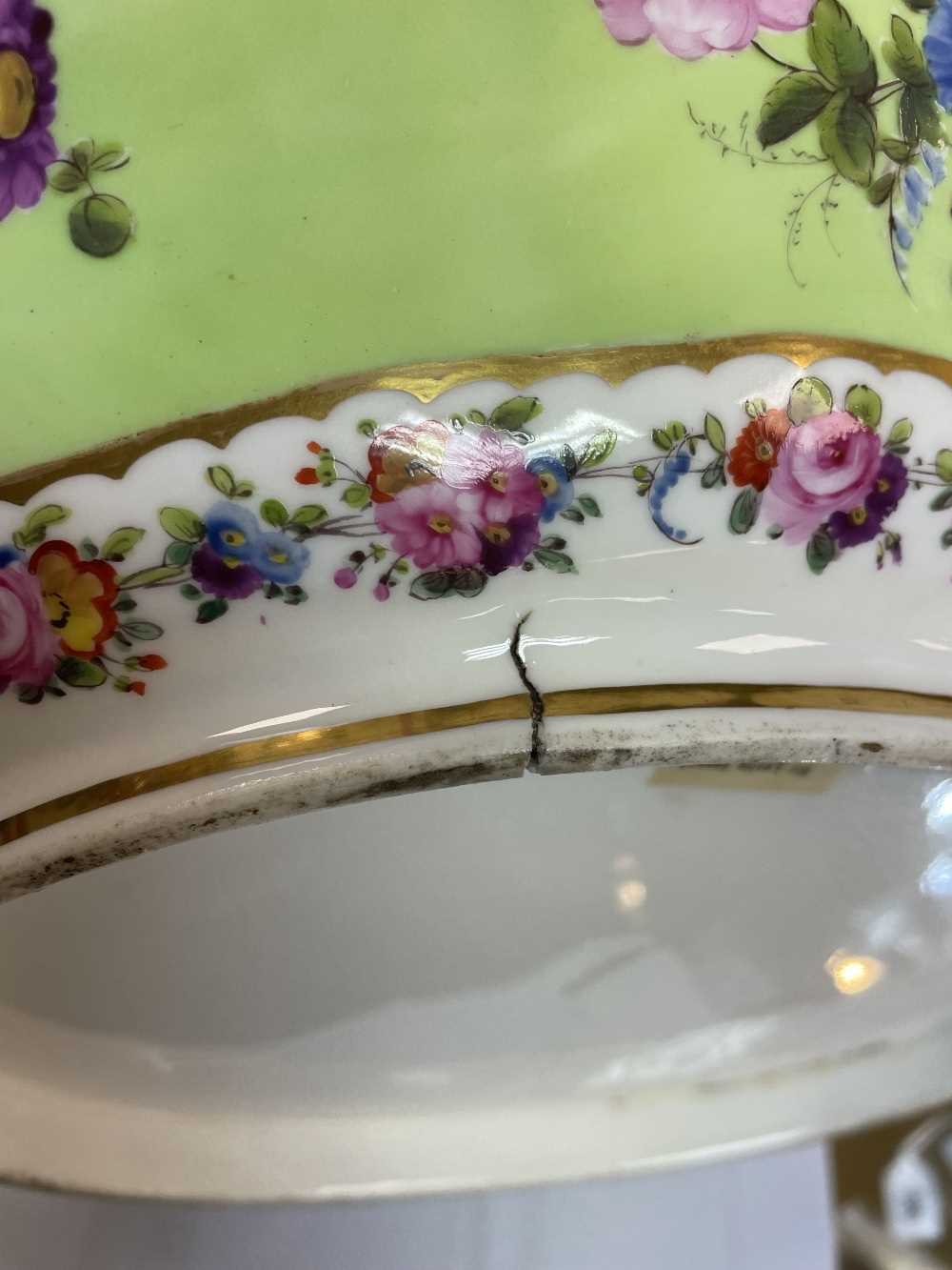 NANTGARW PORCELAIN CENTRE DISH circa 1818-1820, of lobed oval form with twin fan handles picked - Image 20 of 20