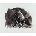 ‡ SIR KYFFIN WILLIAMS RA colourwash print - farmer on cobb, unsignedDimensions: 37 x