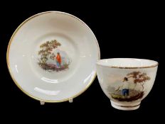 SWANSEA GLASSY PASTE PORCELAIN CUP & SAUCER, circa 1815, decorated by William Billingsley, the cup
