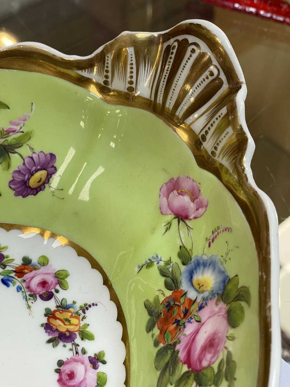 NANTGARW PORCELAIN CENTRE DISH circa 1818-1820, of lobed oval form with twin fan handles picked - Image 17 of 20