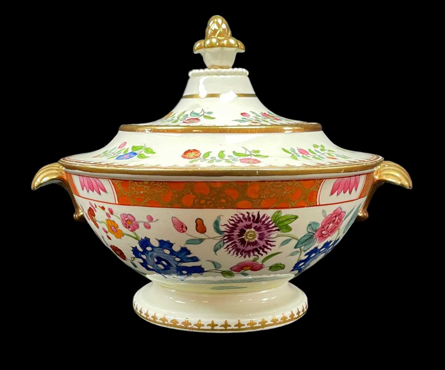 SWANSEA PORCELAIN FAMILLE ROSE PART DESSERT SERVICE circa 1814-1826, comprising circular based - Image 3 of 7