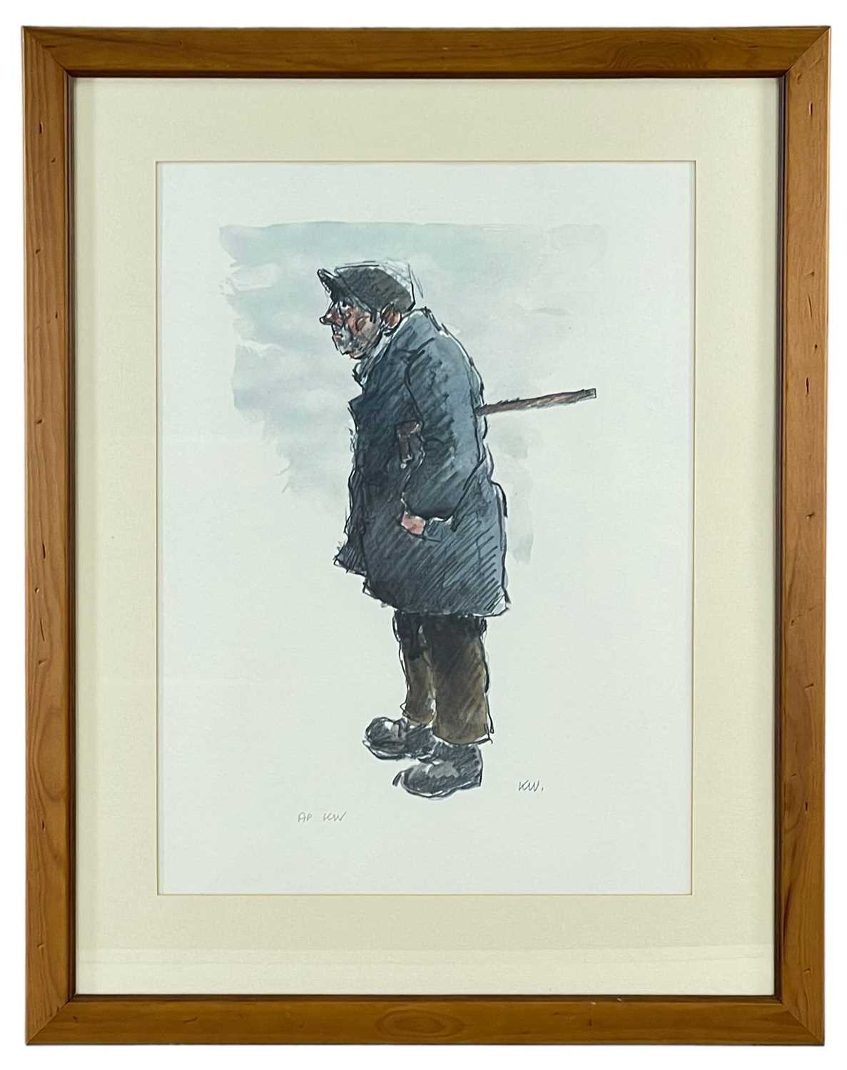 ‡ SIR KYFFIN WILLIAMS RA artist's proof coloured print - farmer with stick under arm, 'John - Image 2 of 2