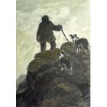 ‡ SIR KYFFIN WILLIAMS RA limited edition (138/150) coloured print - farmer on mountaintop,