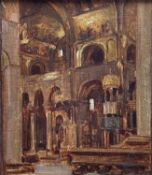 ‡ CHRISTOPHER WILLIAMS oil on canvas laid to board - the interior of St Marks, Venice Dimensions: 25