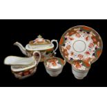 SWANSEA PORCELAIN PART TEA-SERVICE circa 1815-1820, pattern No.194, painted in the Imari palette and