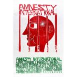 ‡ PAUL PETER PIECH limited edition two colour lithograph - for Amnesty international opposing the