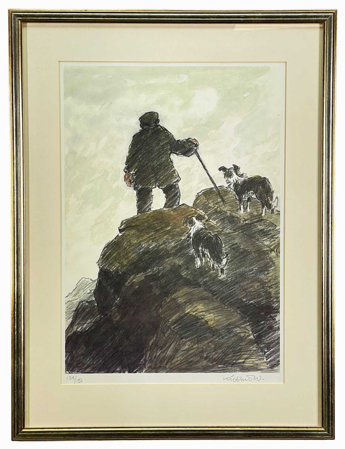 ‡ SIR KYFFIN WILLIAMS RA limited edition (138/150) coloured print - farmer on mountaintop, - Image 2 of 2