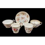 NANTGARW PORCELAIN CUPS & SAUCERS INCLUDING TRIO circa 1818-1820, the trio with gilt bordered