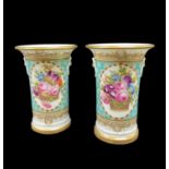 FINE PAIR OF SWANSEA PORCELAIN SPILL VASES circa 1815-1817, with flared rim and with ridged and