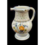 RARE SWANSEA PEARLWARE PUZZLE JUG circa 1800, footed baluster form, pierce-work neck, tubular handle