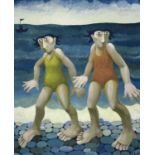 ‡ MURIEL DELAHAYE limited edition (90/275) print - entitled 'Frozen Bathers', signed in