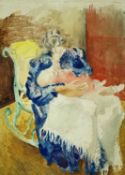 ‡ ERIC MALTHOUSE watercolour and pencil - mother and child in rocking chair, signed Dimensions: 35 x