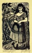 ‡ JOHN PETTS wood engraving - entitled verso on Martin Tinney Gallery label 'Welsh Gypsy Girl',