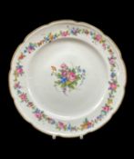 NANTGARW PORCELAIN PLATE circa 1818-1820, of lobed form with combed fluting to the border with a