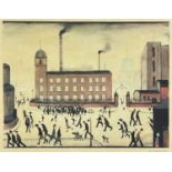 ‡ LAURENCE STEPHEN LOWRY RBA RA coloured lithograph - 'Mill Scene', signed in pencil to margin lower