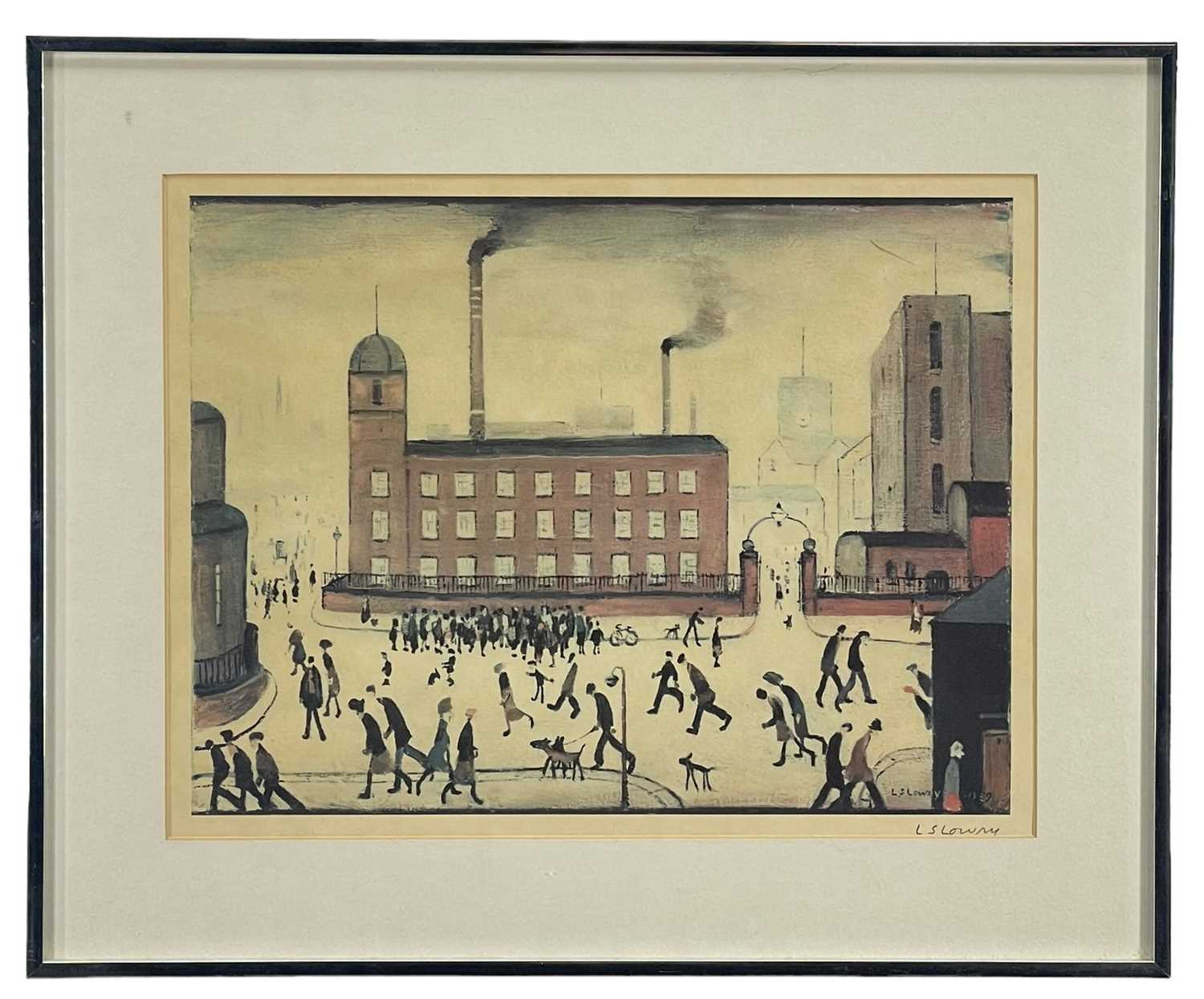 ‡ LAURENCE STEPHEN LOWRY RBA RA coloured lithograph - 'Mill Scene', signed in pencil to margin lower - Image 2 of 3