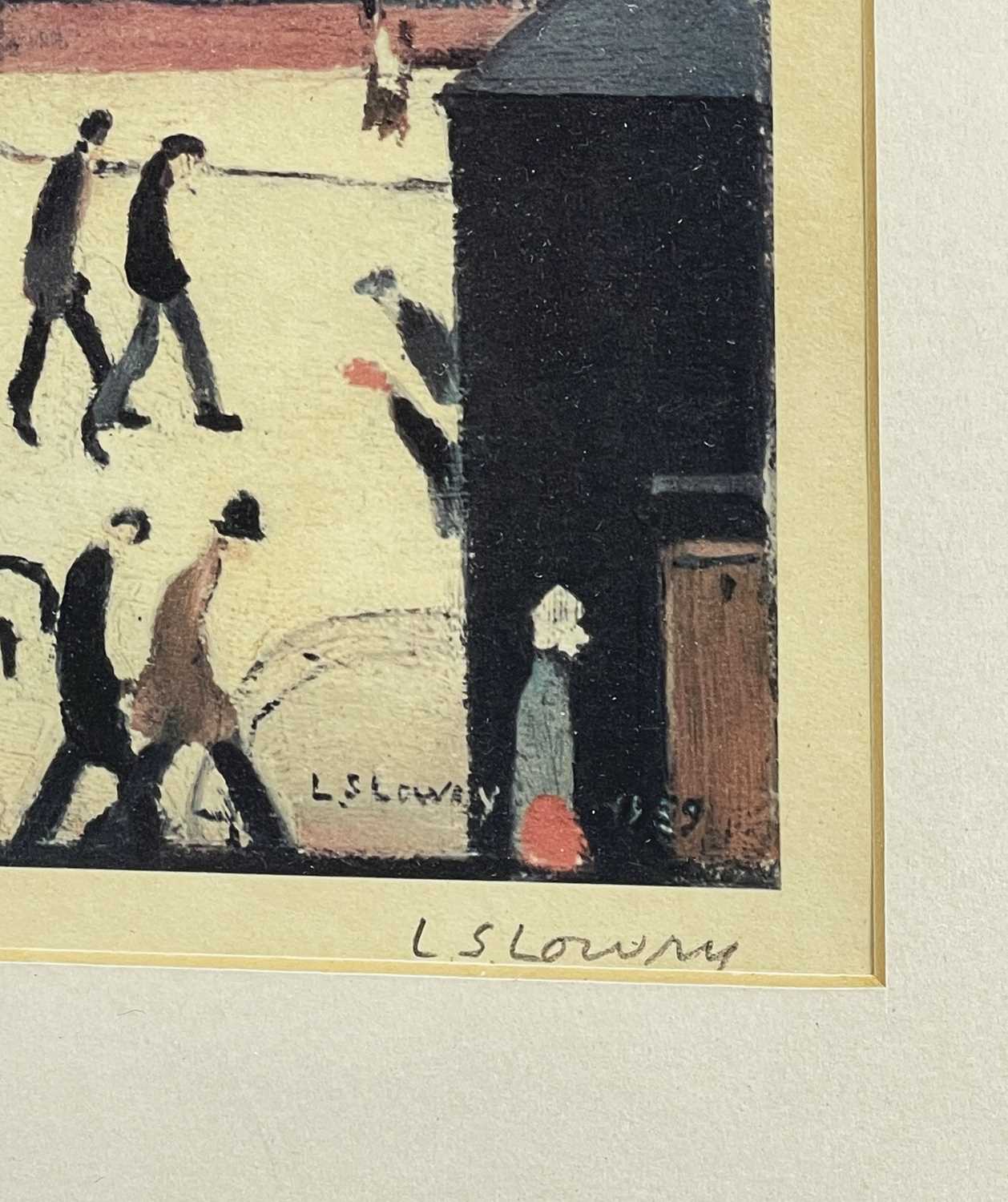 ‡ LAURENCE STEPHEN LOWRY RBA RA coloured lithograph - 'Mill Scene', signed in pencil to margin lower - Image 3 of 3