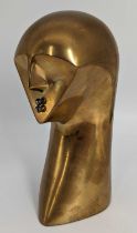 MODERNIST LIMITED EDITION (IV/VI) POLISHED BRONZE HEAD, inspired by African Congo sculpture,