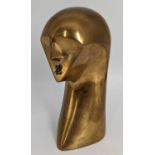 MODERNIST LIMITED EDITION (IV/VI) POLISHED BRONZE HEAD, inspired by African Congo sculpture,