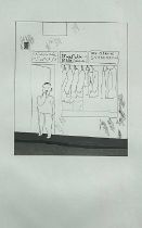 ‡ DAVID HOCKNEY R.A. etching - ‘To Remain’, figure standing in the doorway of a Dry Cleaners,
