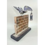 ‡ JOHN MALTBY stoneware sculpture - entitled to base 'Bird, Wall, Fish', signed, together with