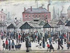 ‡ LAURENCE STEPHEN LOWRY RBA RA off-set colour lithograph on wove - 'Market Scene in a Northern