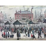 ‡ LAURENCE STEPHEN LOWRY RBA RA off-set colour lithograph on wove - 'Market Scene in a Northern