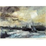 ‡ WILLIAM SELWYN (Welsh, b. 1933) limited edition (219/300) coloured print - sailing dinghies at