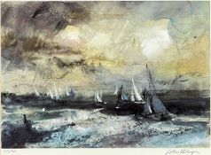 ‡ WILLIAM SELWYN (Welsh, b. 1933) limited edition (219/300) coloured print - sailing dinghies at