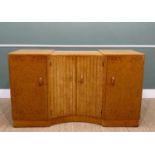 ATTRIBUTED TO H & L EPSTEIN: ART DECO BIRD'S EYE MAPLE ART DECO SIDEBOARD, fluted concave central