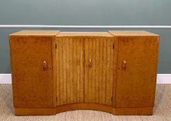 ATTRIBUTED TO H & L EPSTEIN: ART DECO BIRD'S EYE MAPLE ART DECO SIDEBOARD, fluted concave central