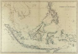 EDWARD WELLER 19th Century hand coloured map - entitled 'The Indian Archipelago' to include