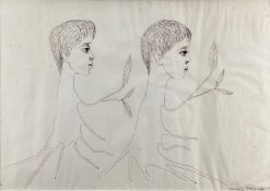 ‡ BRENDA CHAMBERLAIN pen and ink – ‘Two Tree Heads’, signed and dated 1970, 40 x 58cmsComments: