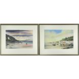 ‡ GLYN DAVIES (Welsh Contemporary) watercolour - moored yachts, Aberdyfi, signed, 28 x 31cms