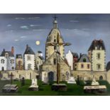 ‡ FRED UHLMAN (1901-1985) oil on canvas - entitled verso 'Cemetary of Lancieux (Brittany)', signed