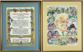 ‡ E MEIRION ROBERTS (Welsh Contemporary) limited edition (823/1000) calligraphy commemorative poster