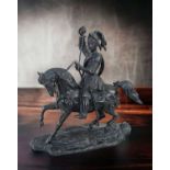 LATE 19TH CENTURY FRENCH SCHOOL SCULPTURE, bronze - Mounted Knight, 23cms h